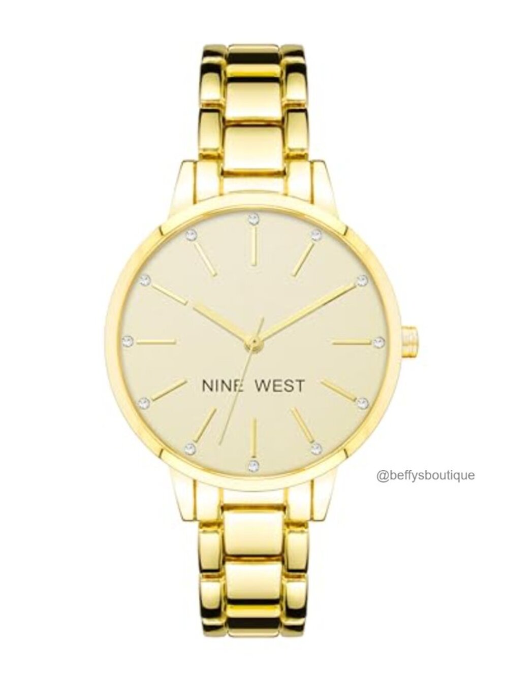 Crystal Accented Bracelet Watch with Gold-Tone Link Band